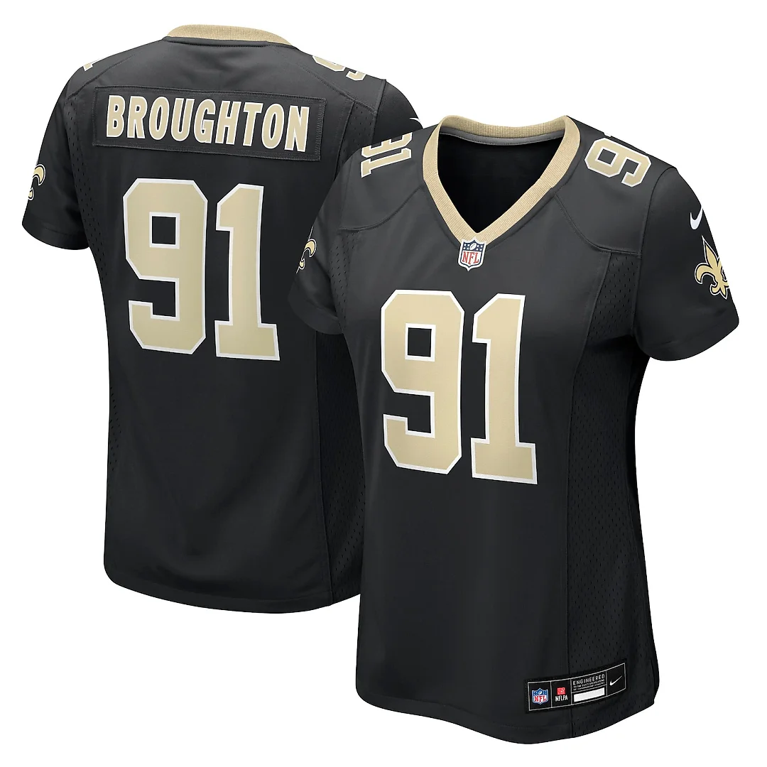 Zennovawear Vernon Broughton New Orleans Saints Women's Team Game Jersey - Black