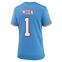 Zennovawear Warren Moon Tennessee Titans Women's Oilers Throwback Retired Player Game Jersey - Light Blue