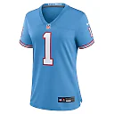 Zennovawear Warren Moon Tennessee Titans Women's Oilers Throwback Retired Player Game Jersey - Light Blue
