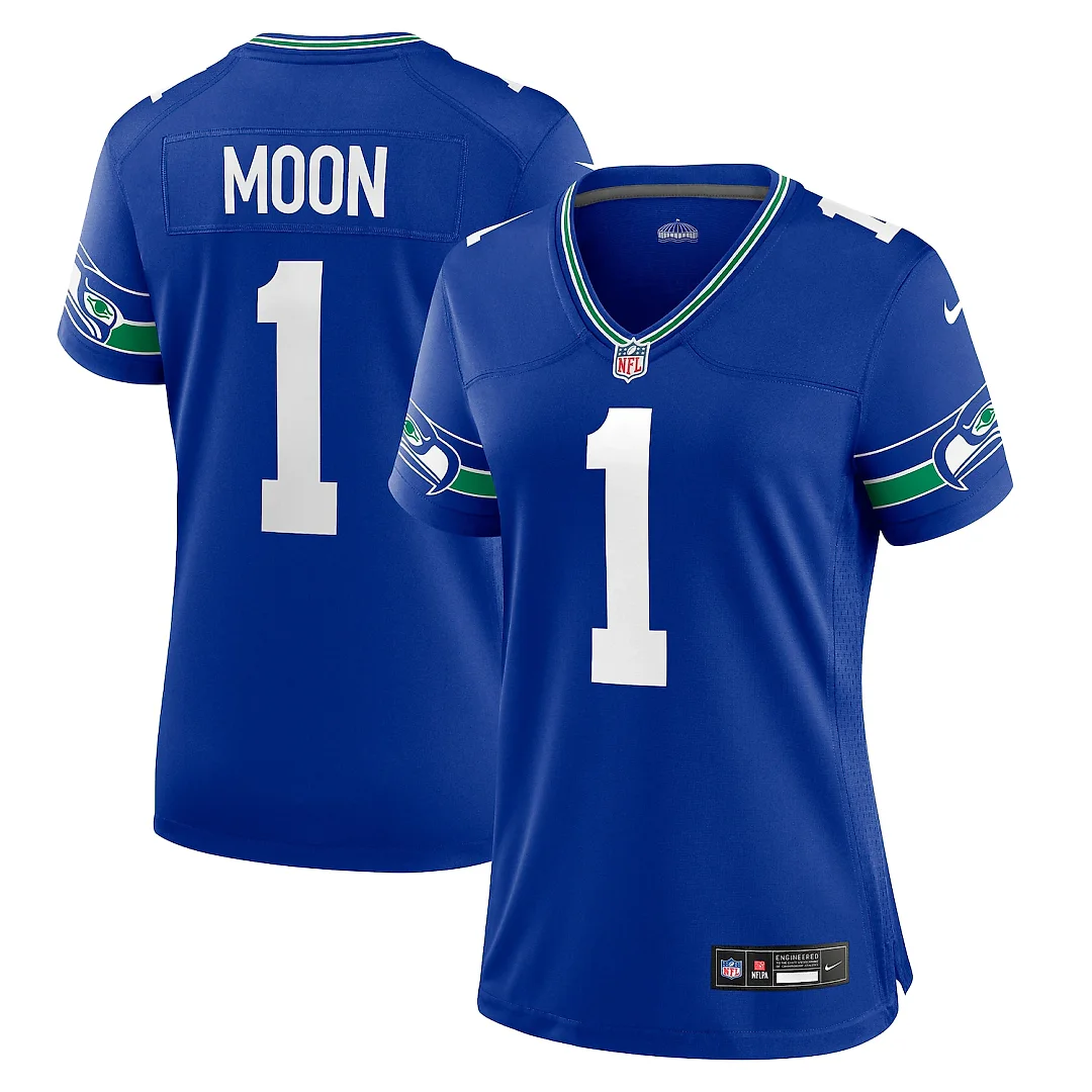 Zennovawear Warren Moon Seattle Seahawks Women's Throwback Retired Player Game Jersey - Royal