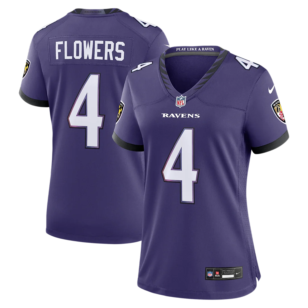 Zennovawear Zay Flowers Baltimore Ravens Women's Team Game Jersey - Purple