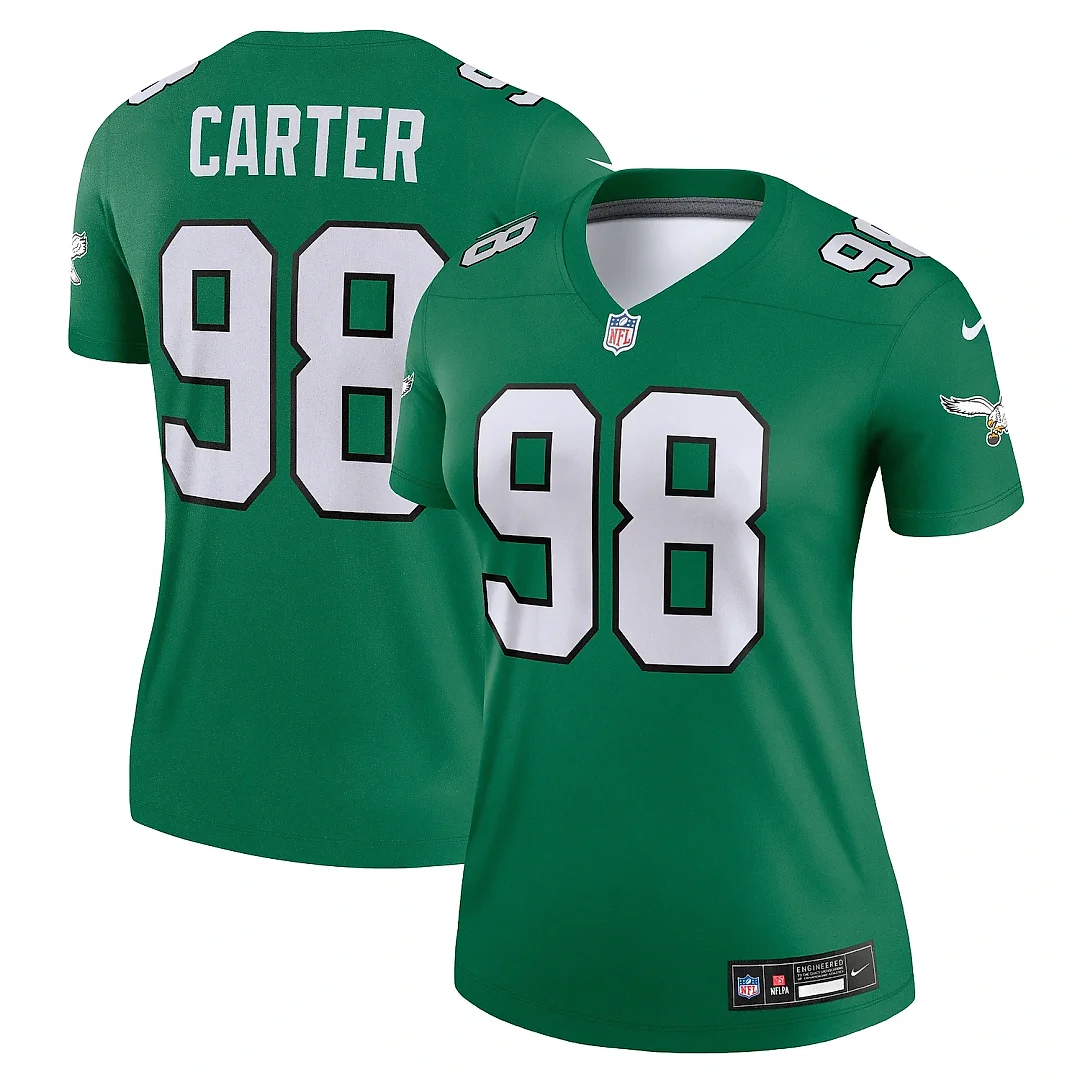 Zennovawear Women's Philadelphia Eagles Jalen Carter Kelly Green Alternate Legend Player Performance Top