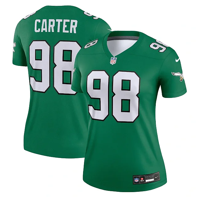 Zennovawear Women's Philadelphia Eagles Jalen Carter Kelly Green Alternate Legend Player Performance Top