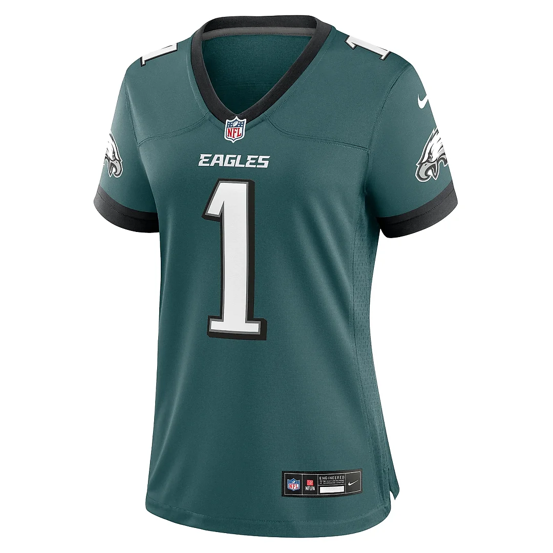 Zennovawear Women's Philadelphia Eagles Jalen Hurts Midnight Green Team Game Jersey