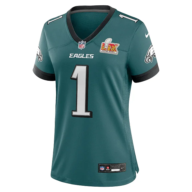 Zennovawear Women's Philadelphia Eagles Jalen Hurts Midnight Green Super Bowl LIX Game Player Jersey
