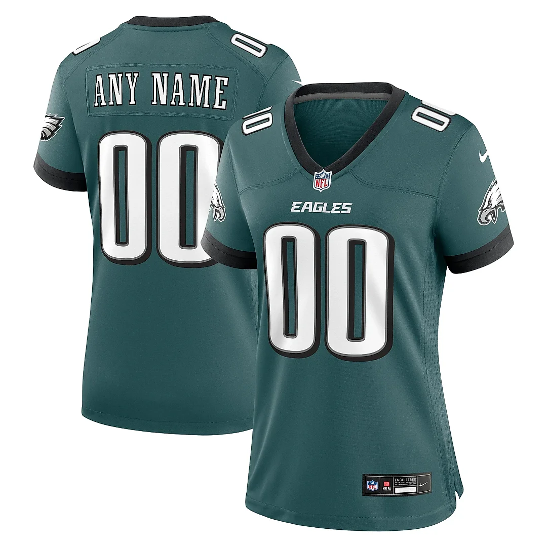 Zennovawear Women's Philadelphia Eagles Midnight Green Custom Game Jersey