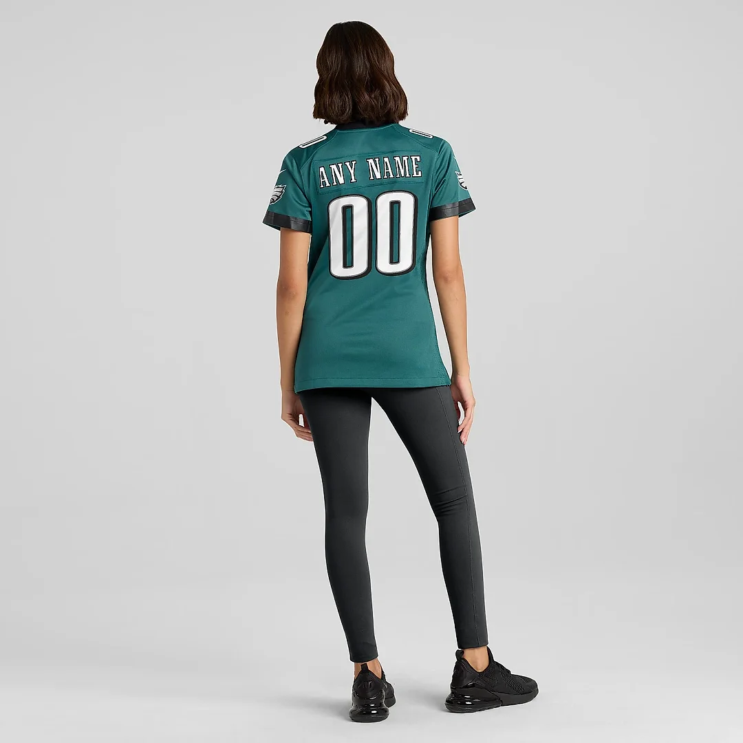 Zennovawear Women's Philadelphia Eagles Midnight Green Custom Game Jersey