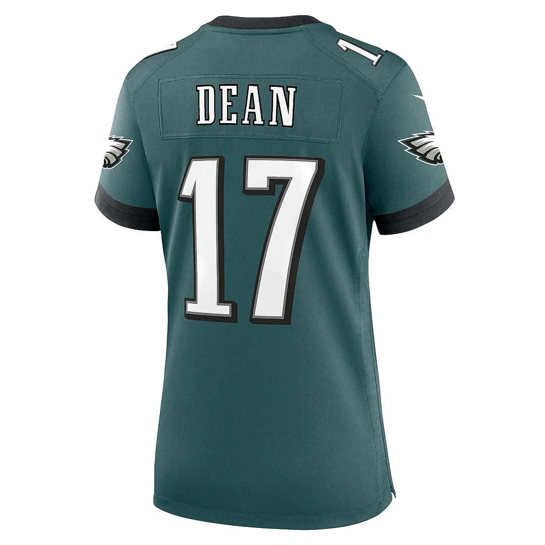 Zennovawear Women's Philadelphia Eagles Nakobe Dean Midnight Green Team Game Jersey