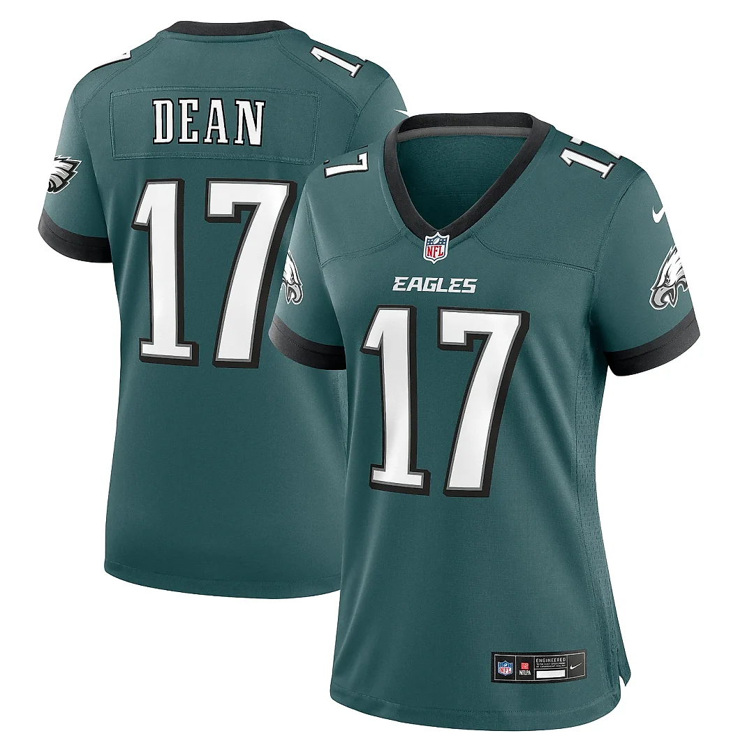 Zennovawear Women's Philadelphia Eagles Nakobe Dean Midnight Green Team Game Jersey