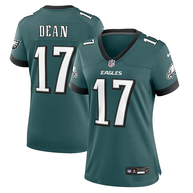 Zennovawear Women's Philadelphia Eagles Nakobe Dean Midnight Green Team Game Jersey