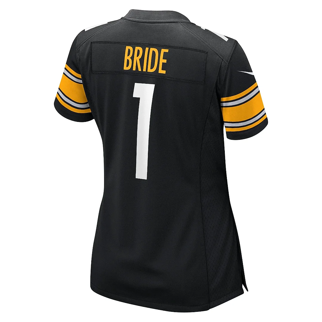Zennovawear Women's Pittsburgh Steelers Number 1 Bride Black Game Jersey