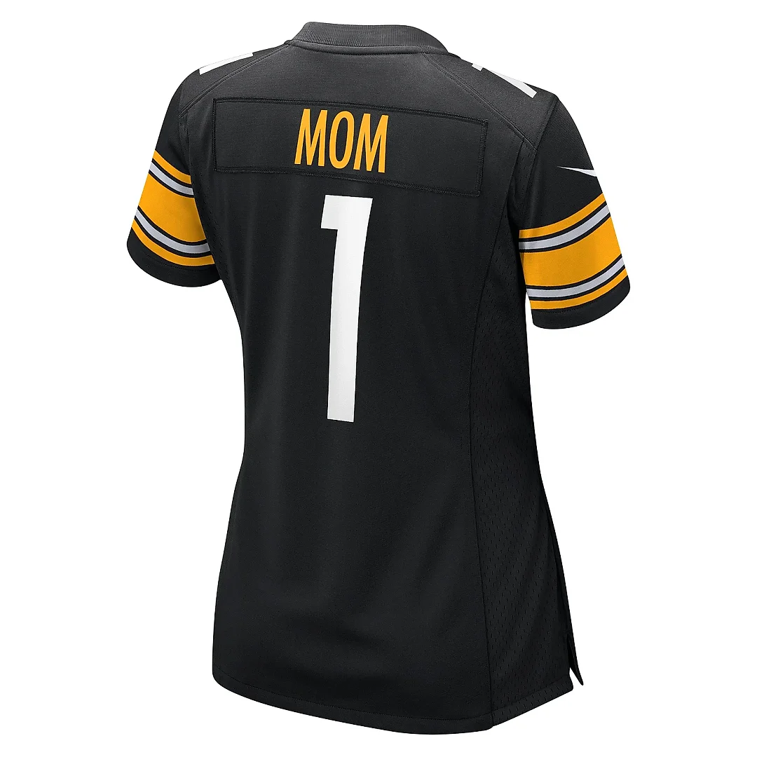 Zennovawear Women's Pittsburgh Steelers Number 1 Mom Black Game Jersey