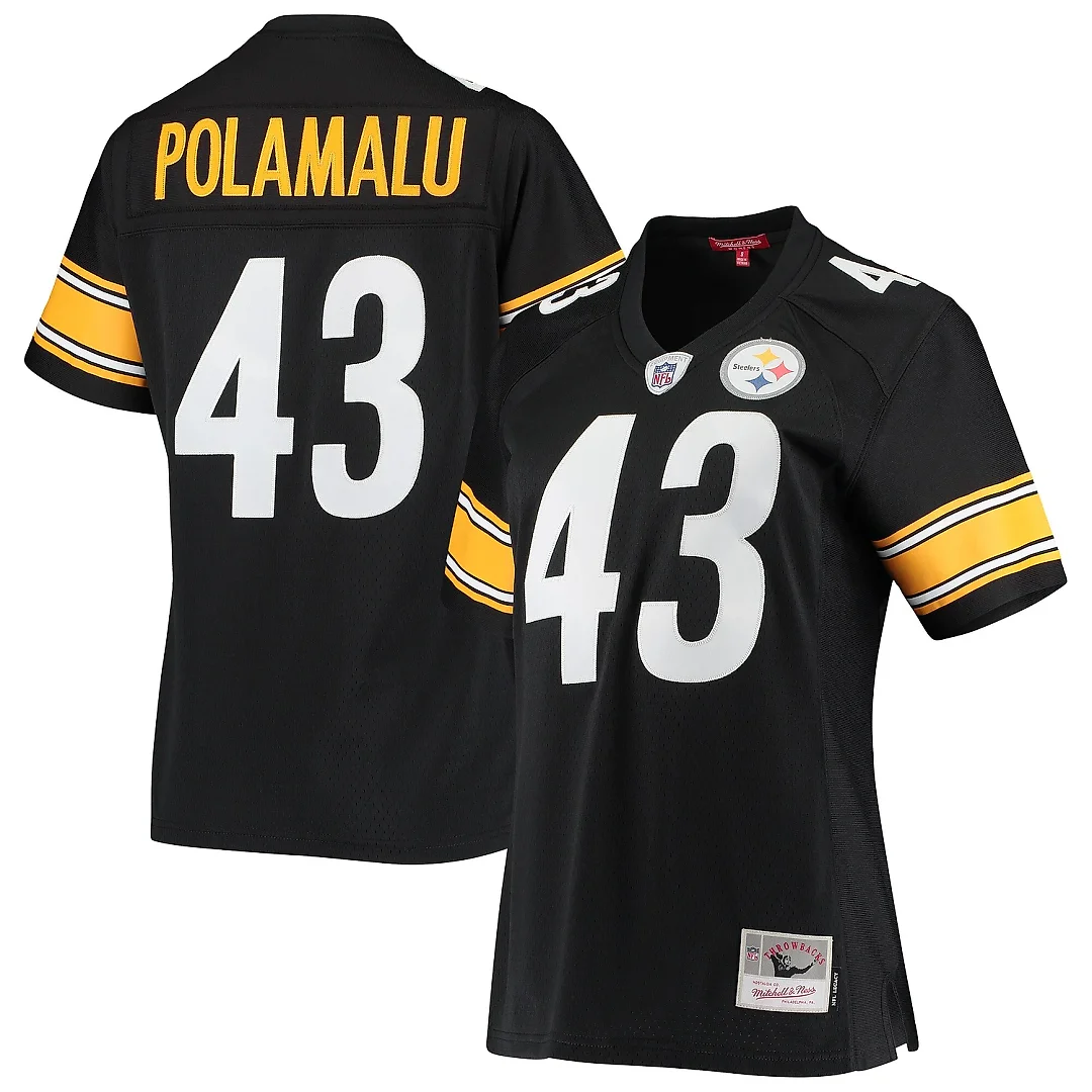 Zennovawear Women's Pittsburgh Steelers Troy Polamalu Mitchell & Ness Black Legacy Team Jersey