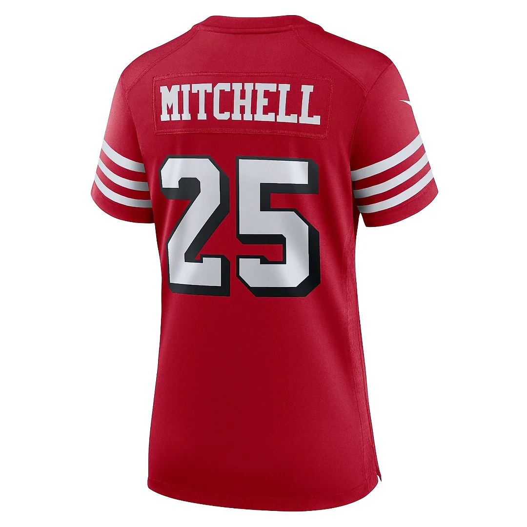 Zennovawear Women's San Francisco 49ers Elijah Mitchell Scarlet Alternate Team Game Jersey