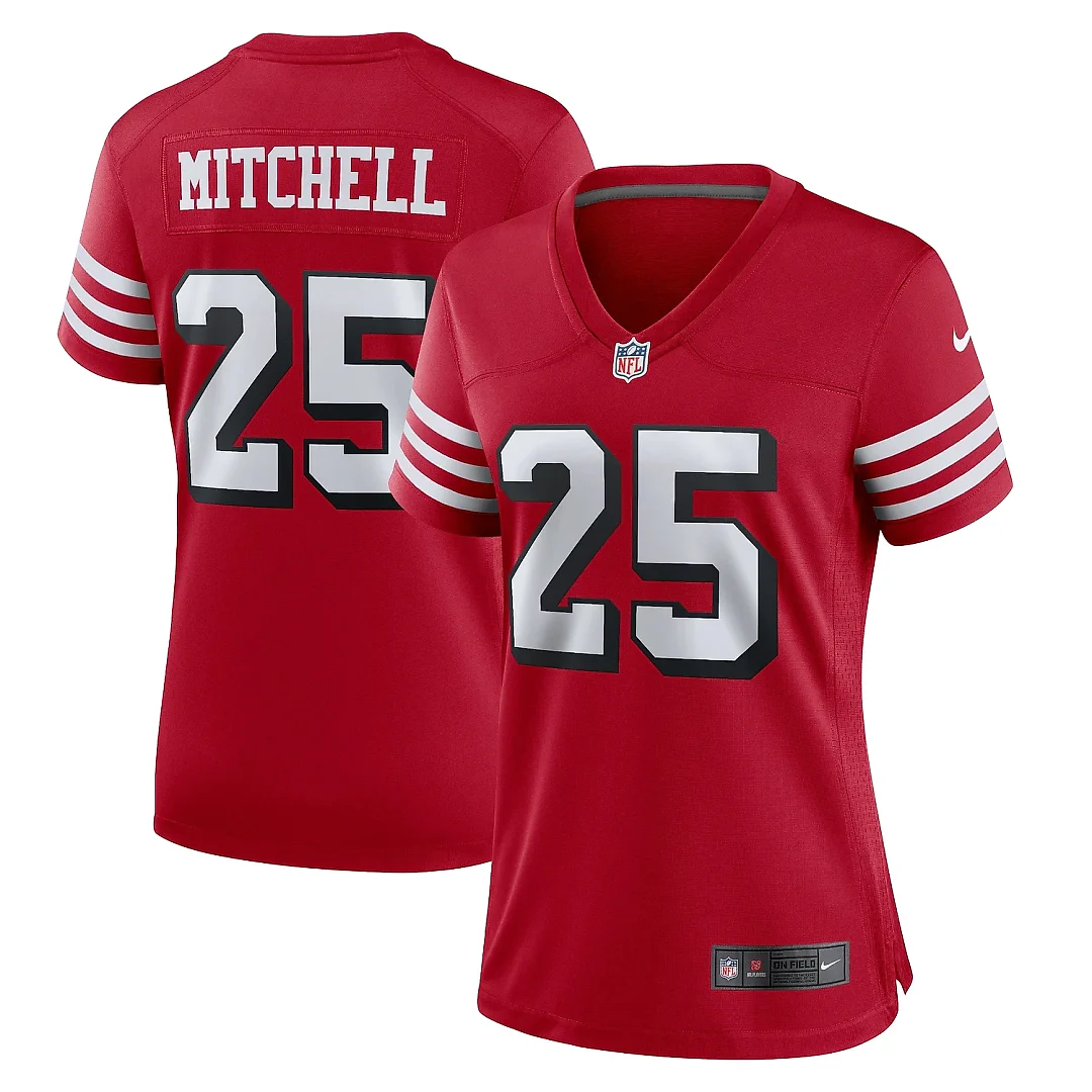 Zennovawear Women's San Francisco 49ers Elijah Mitchell Scarlet Alternate Team Game Jersey