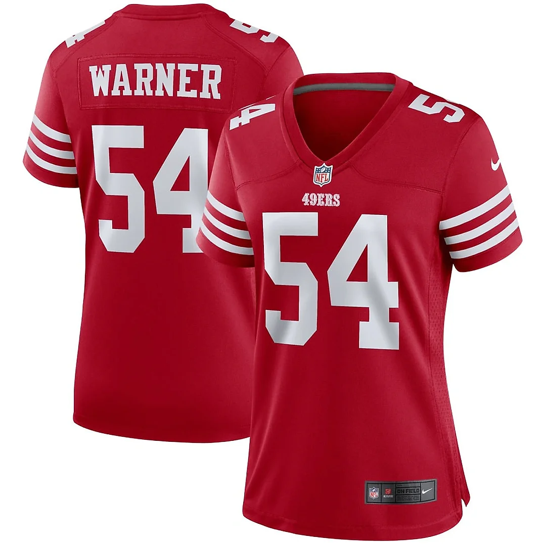 Zennovawear Women's San Francisco 49ers Fred Warner Scarlet Player Jersey