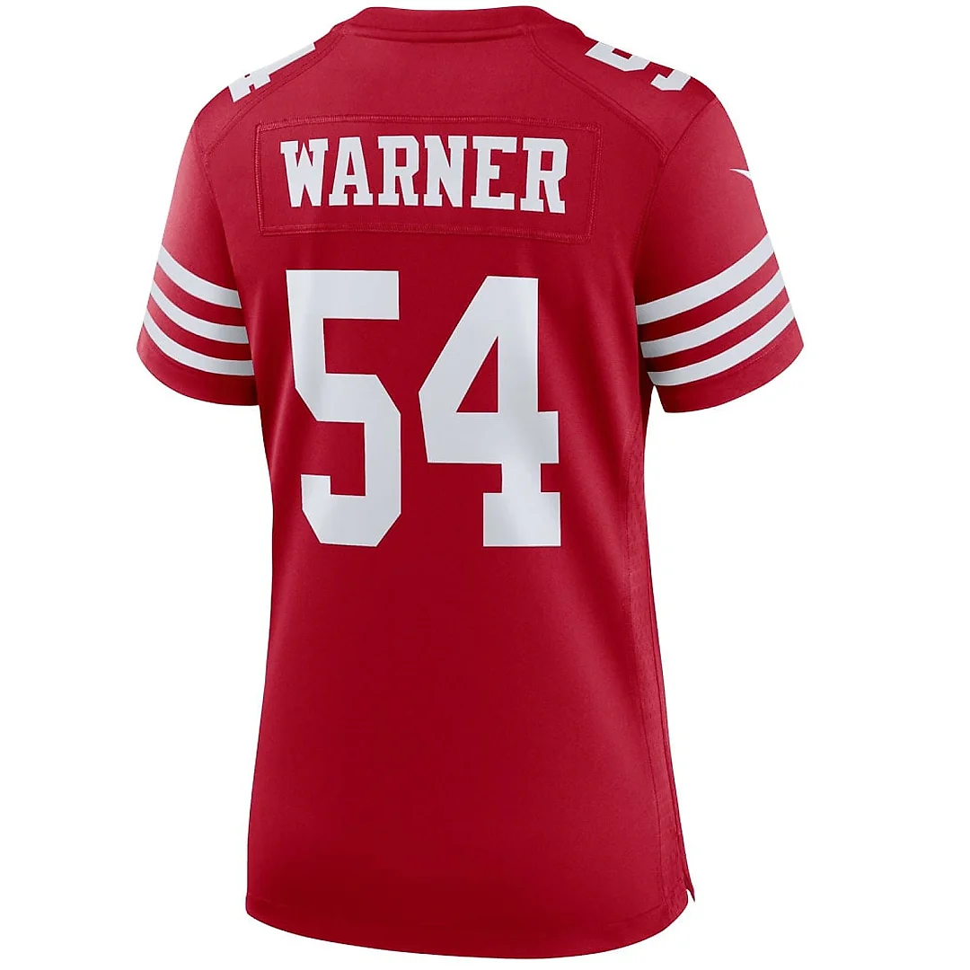 Zennovawear Women's San Francisco 49ers Fred Warner Scarlet Player Jersey