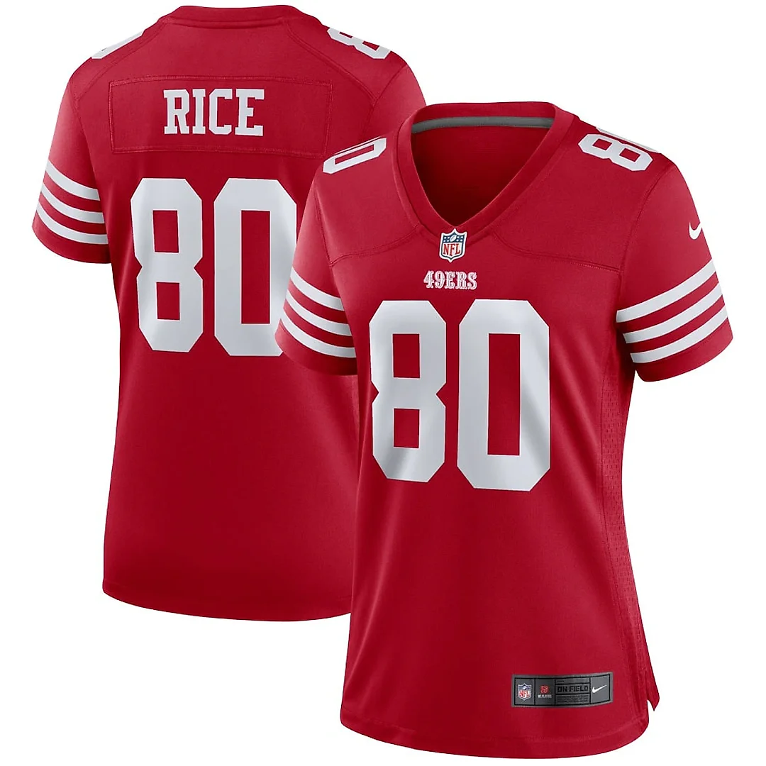 Zennovawear Women's San Francisco 49ers Jerry Rice Scarlet Retired Player Game Jersey