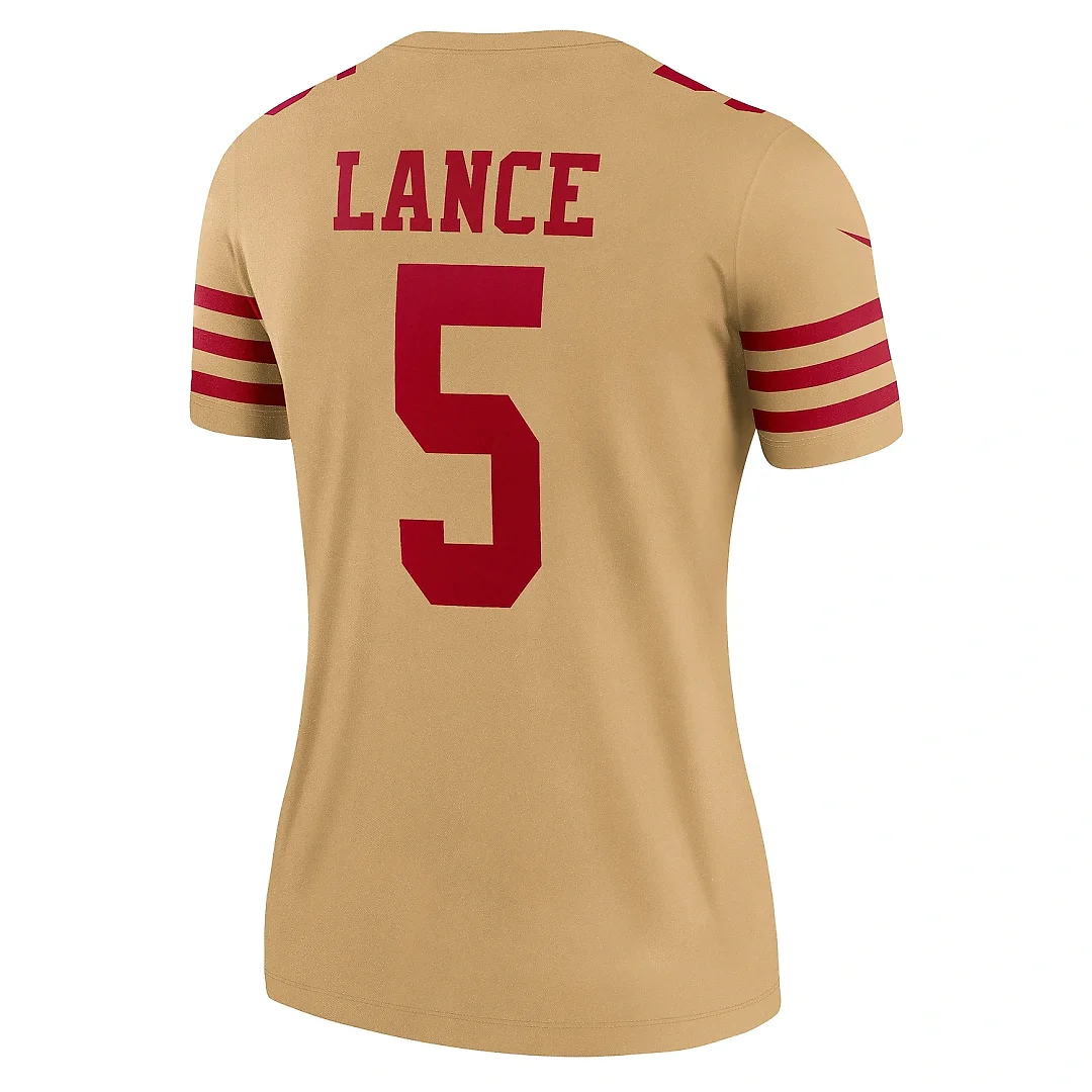 Zennovawear Women's San Francisco 49ers Trey Lance Gold Inverted Legend Player Performance Top