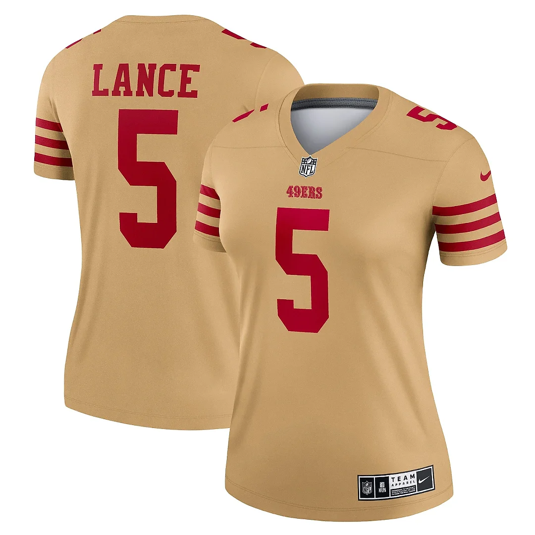 Zennovawear Women's San Francisco 49ers Trey Lance Gold Inverted Legend Player Performance Top