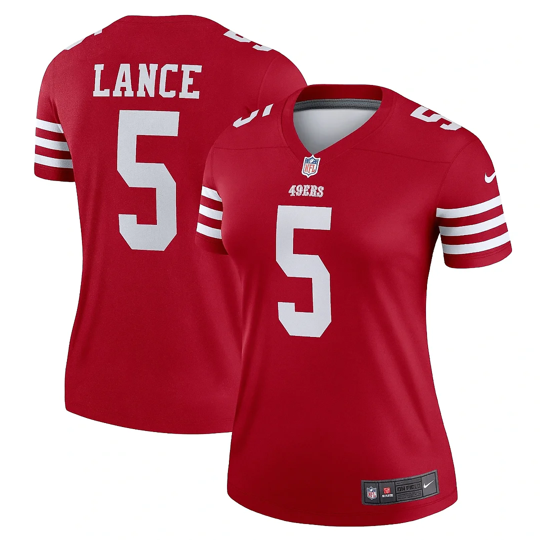 Zennovawear Women's San Francisco 49ers Trey Lance Scarlet Legend Player Performance Top