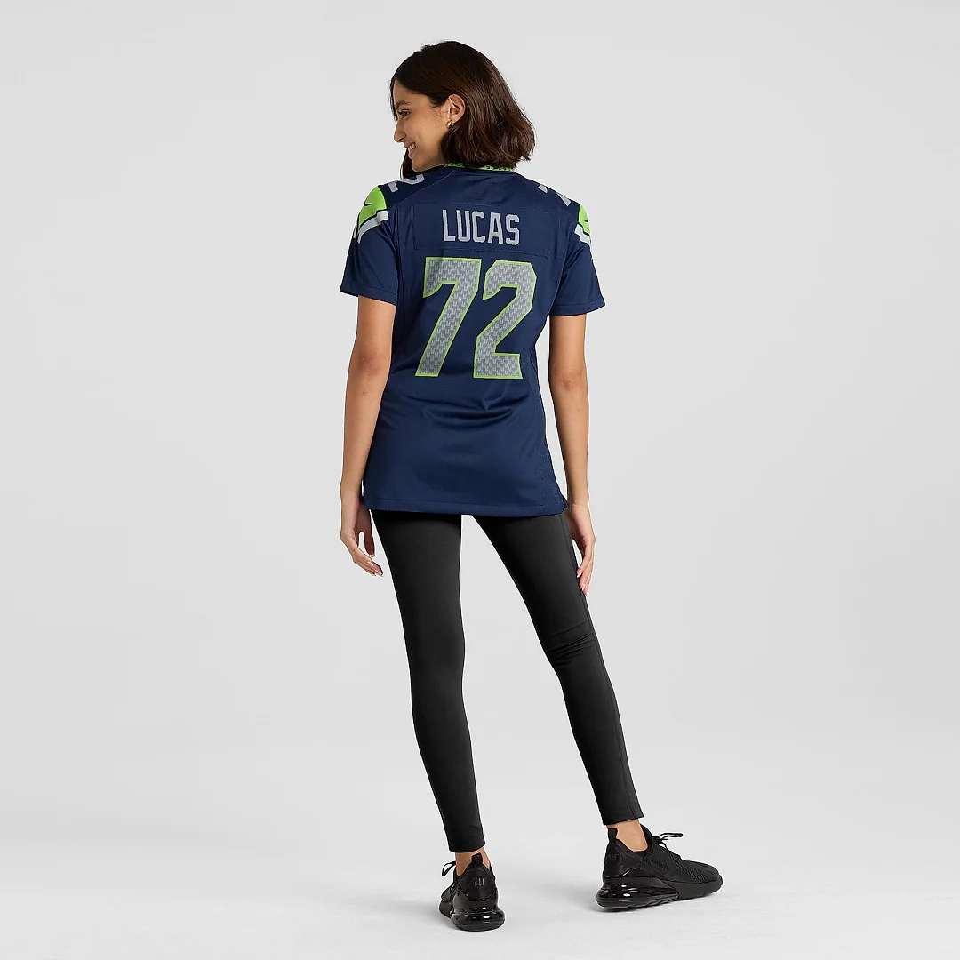 Zennovawear Women's Seattle Seahawks Abraham Lucas College Navy Team Game Jersey