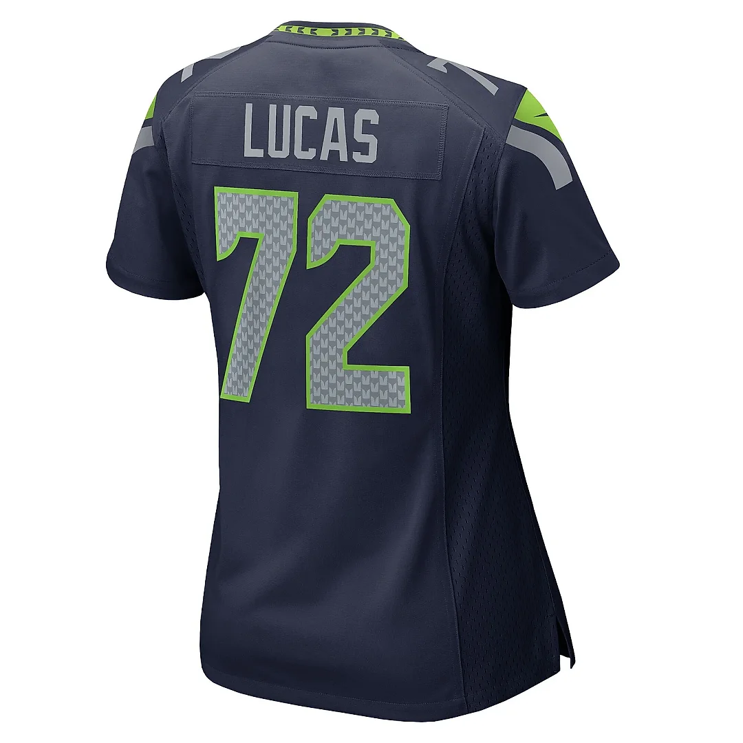 Zennovawear Women's Seattle Seahawks Abraham Lucas College Navy Team Game Jersey