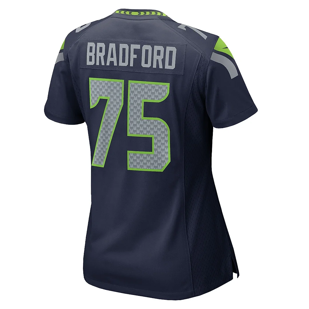 Zennovawear Women's Seattle Seahawks Anthony Bradford College Navy Team Game Jersey