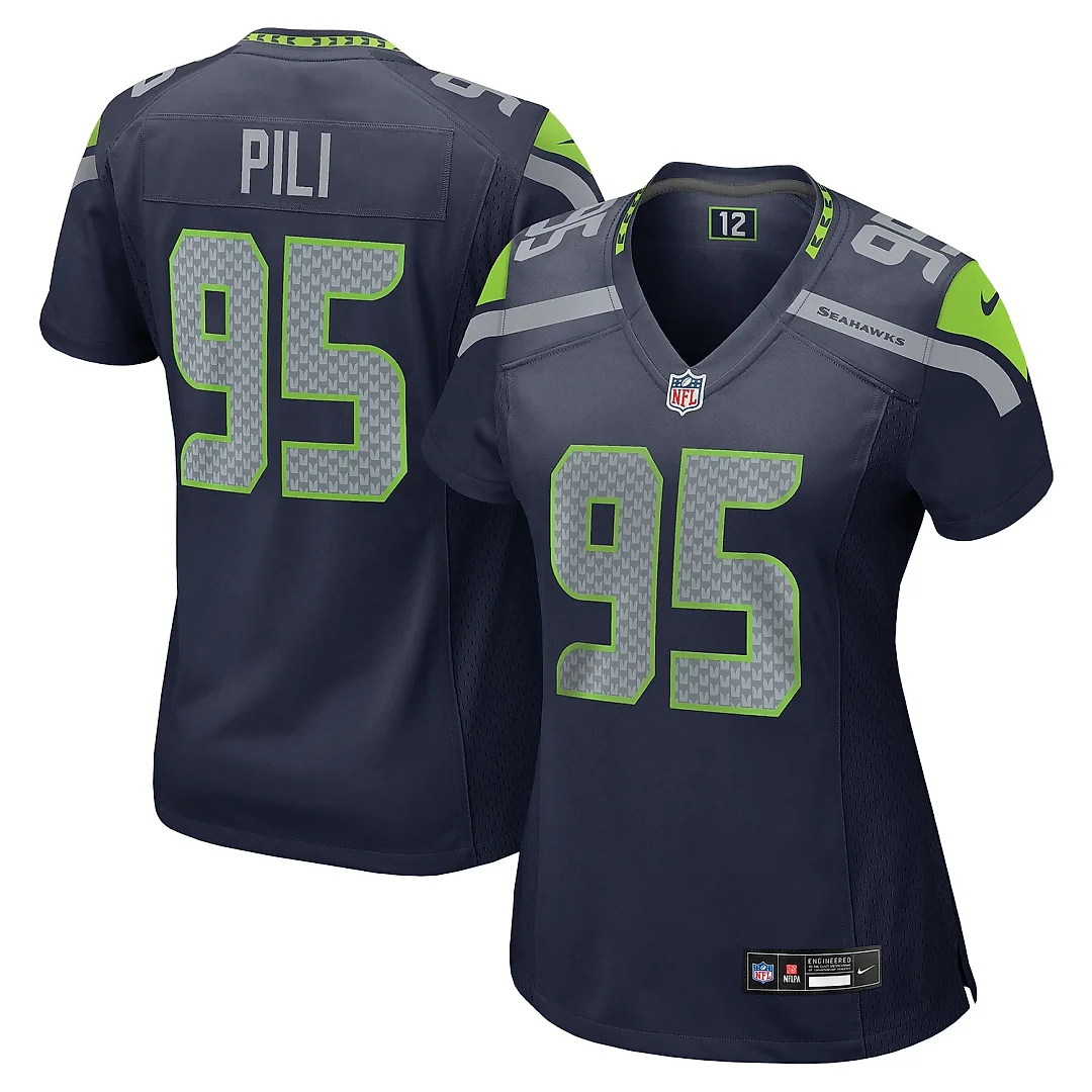 Zennovawear Women's Seattle Seahawks Brandon Pili College Navy Team Game Jersey