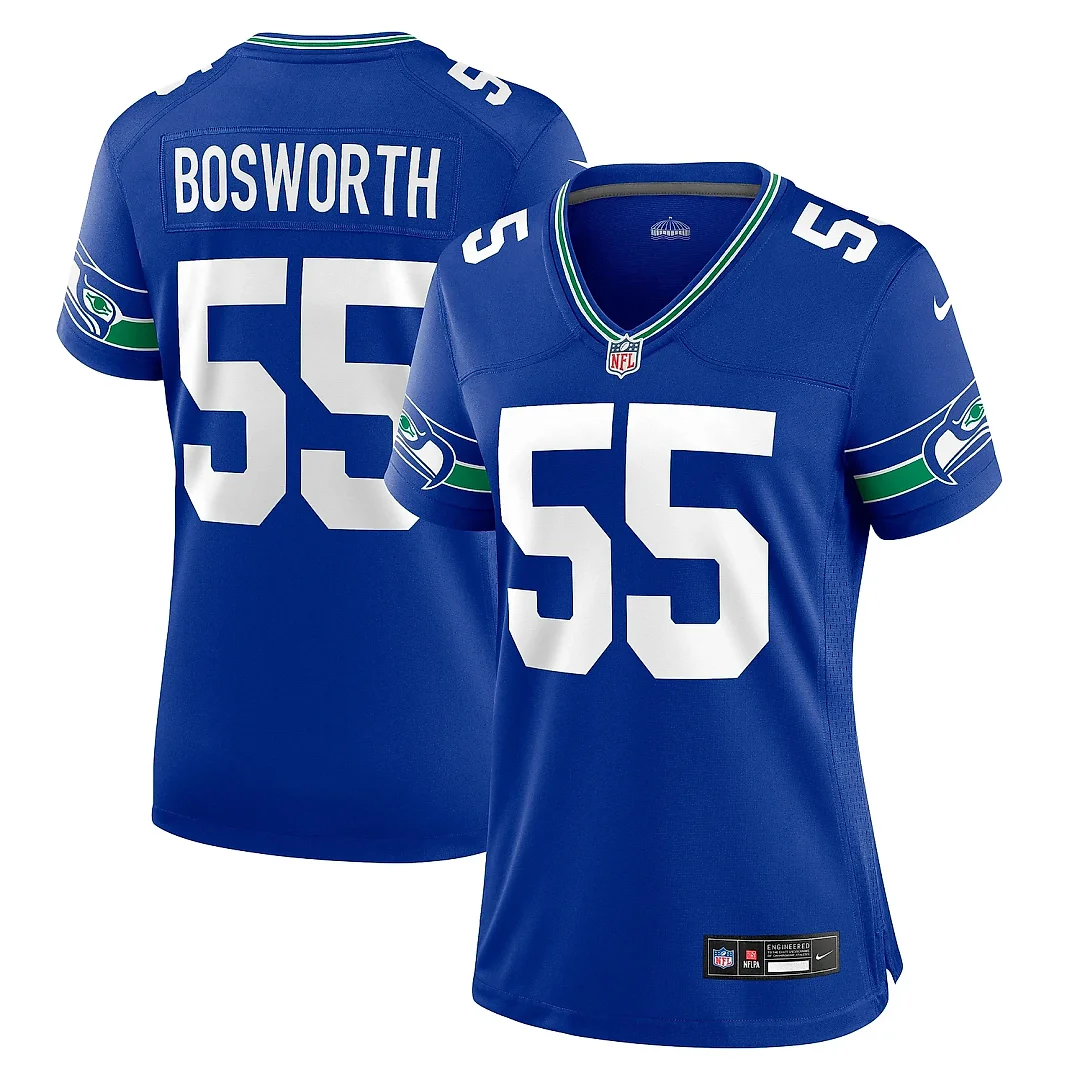 Zennovawear Women's Seattle Seahawks Brian Bosworth Royal Throwback Retired Player Game Jersey