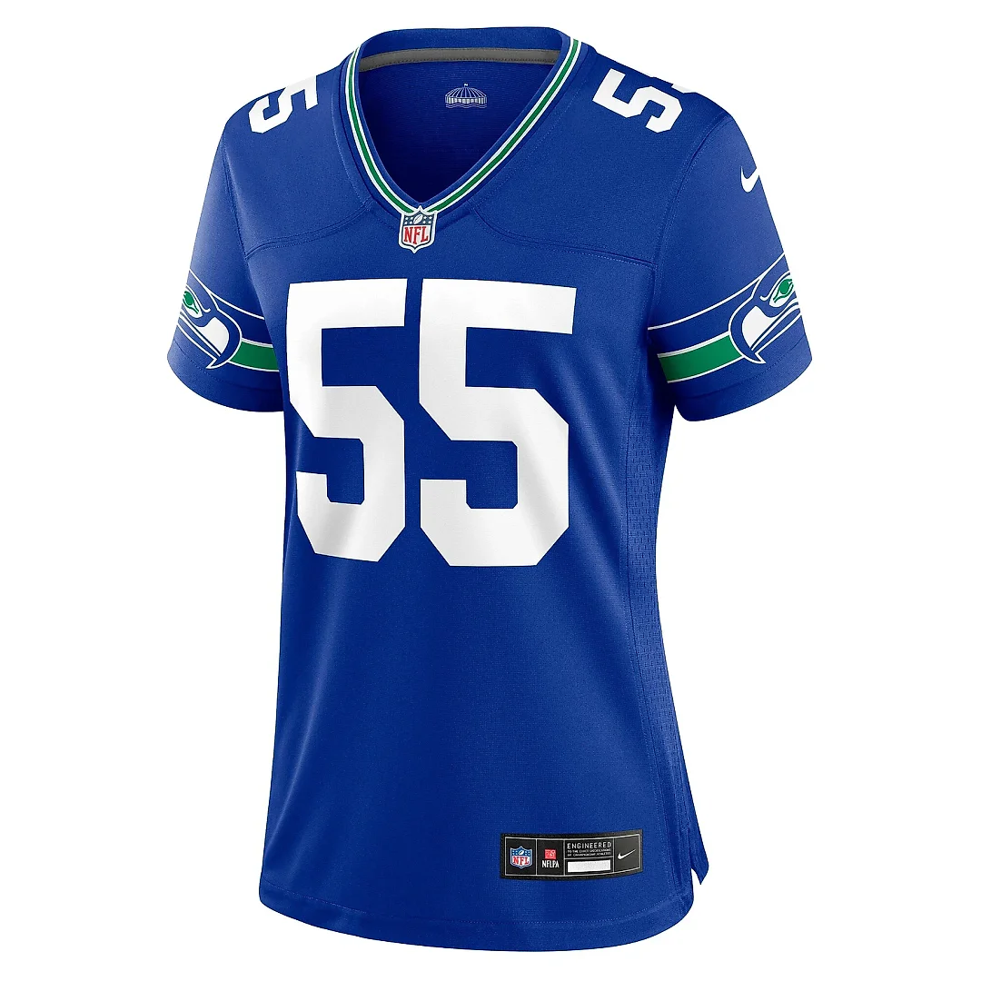 Zennovawear Women's Seattle Seahawks Brian Bosworth Royal Throwback Retired Player Game Jersey