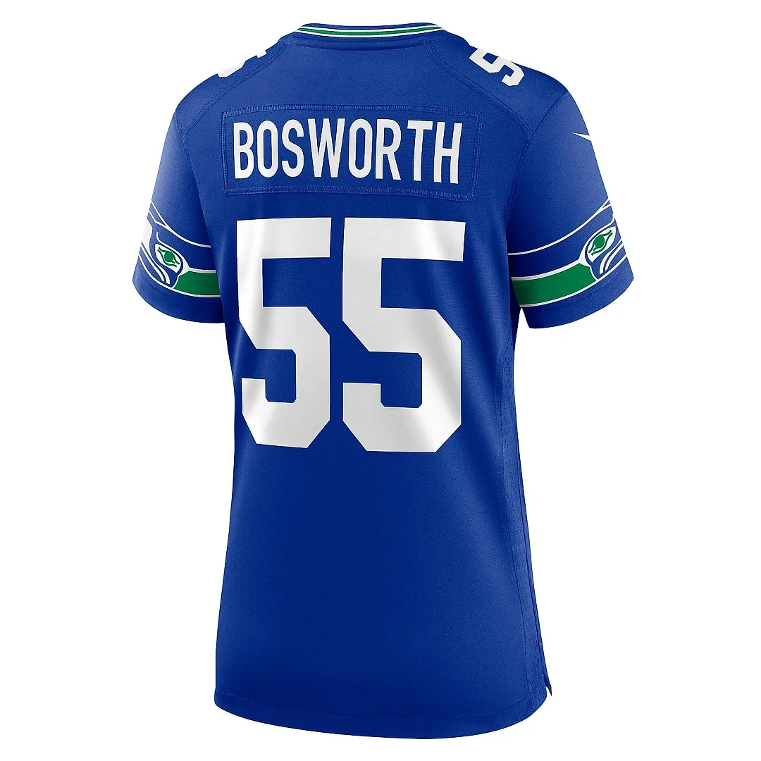 Zennovawear Women's Seattle Seahawks Brian Bosworth Royal Throwback Retired Player Game Jersey
