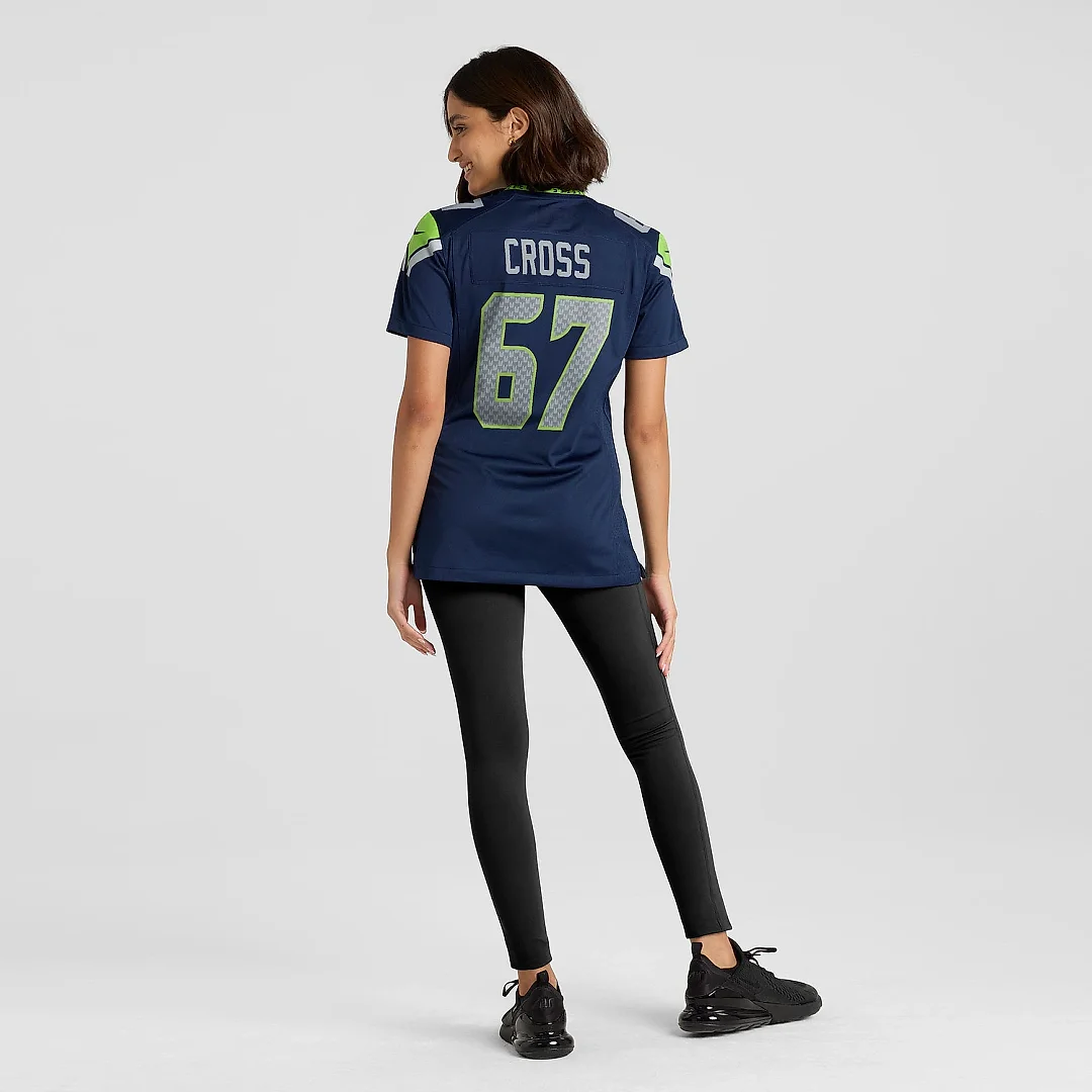 Zennovawear Women's Seattle Seahawks Charles Cross College Navy Team Game Jersey