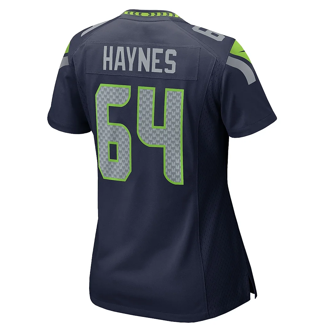 Zennovawear Women's Seattle Seahawks Christian Haynes College Navy Team Game Jersey