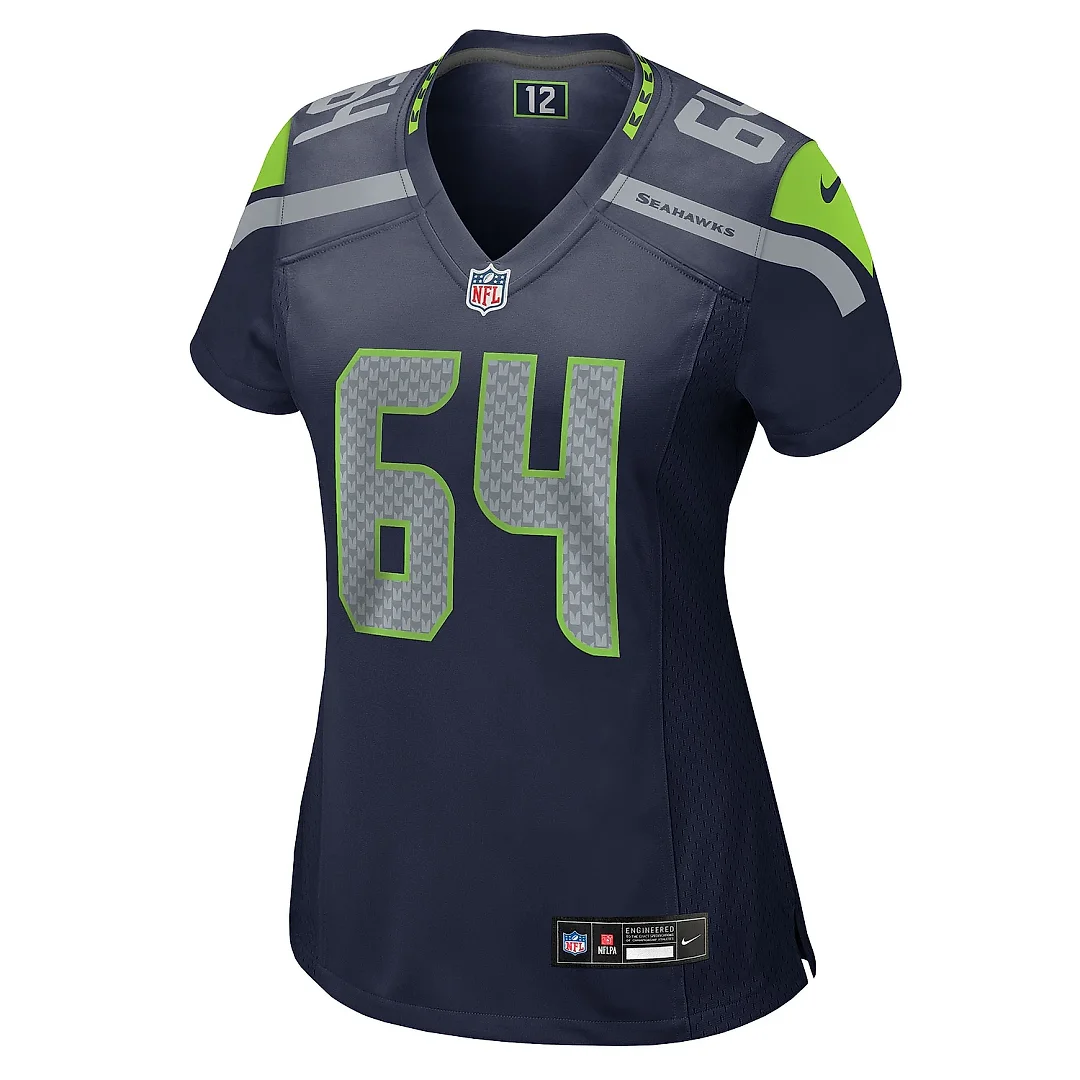 Zennovawear Women's Seattle Seahawks Christian Haynes College Navy Team Game Jersey