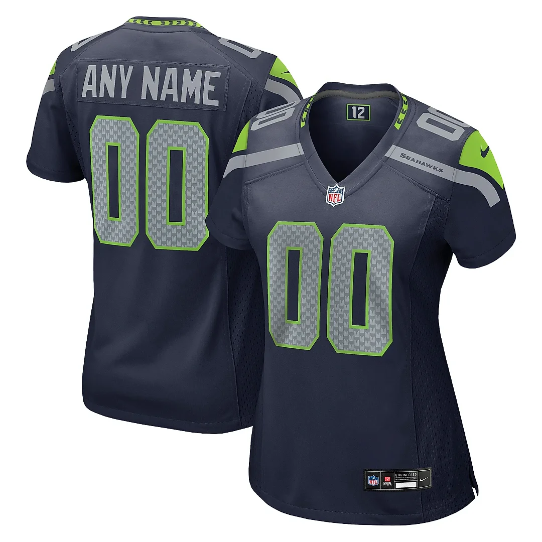 Zennovawear Women's Seattle Seahawks College Navy Custom Game Jersey