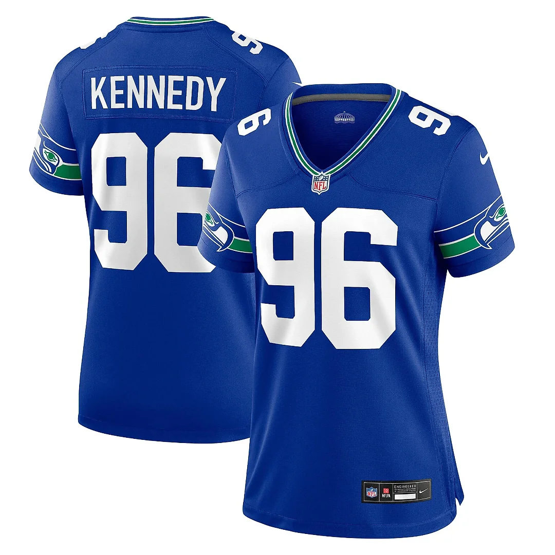 Zennovawear Women's Seattle Seahawks Cortez Kennedy Royal Throwback Player Game Jersey