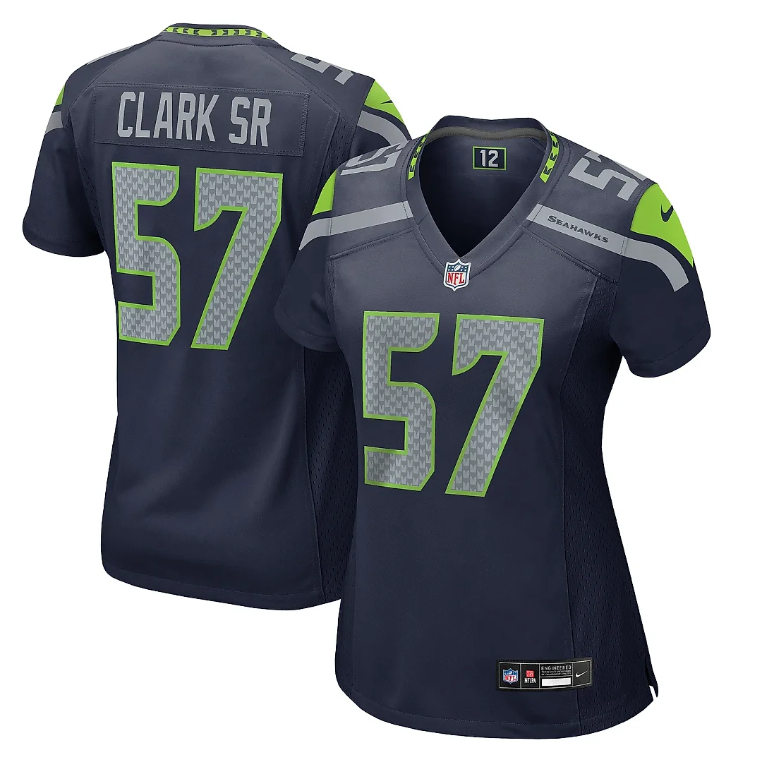 Zennovawear Women's Seattle Seahawks Frank Clark College Navy Game Jersey