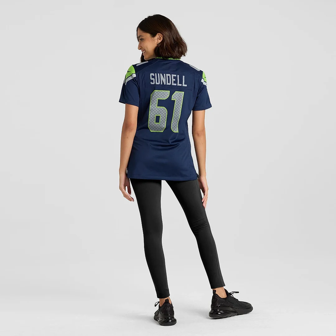 Zennovawear Women's Seattle Seahawks Jalen Sundell College Navy Team Game Jersey