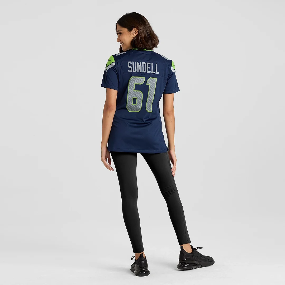 Zennovawear Women's Seattle Seahawks Jalen Sundell College Navy Game Jersey