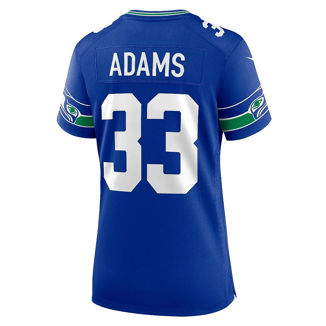 Zennovawear Women's Seattle Seahawks Jamal Adams Royal Throwback Player Game Jersey
