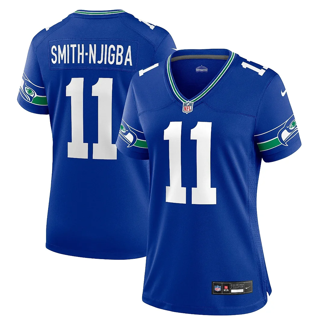 Zennovawear Women's Seattle Seahawks Jaxon Smith-Njigba Royal Throwback Player Game Jersey