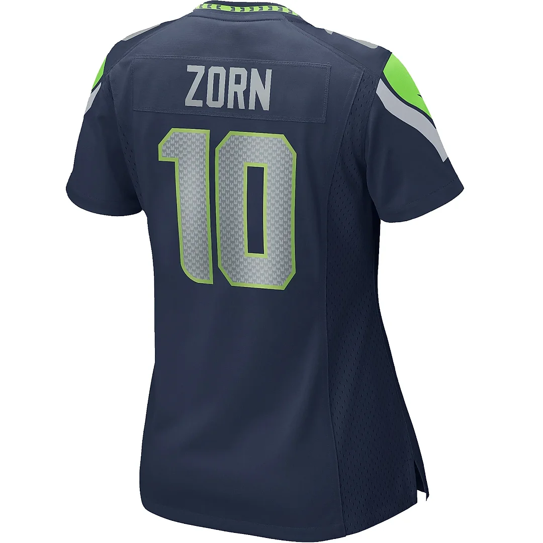 Zennovawear Women's Seattle Seahawks Jim Zorn College Navy Game Retired Player Jersey