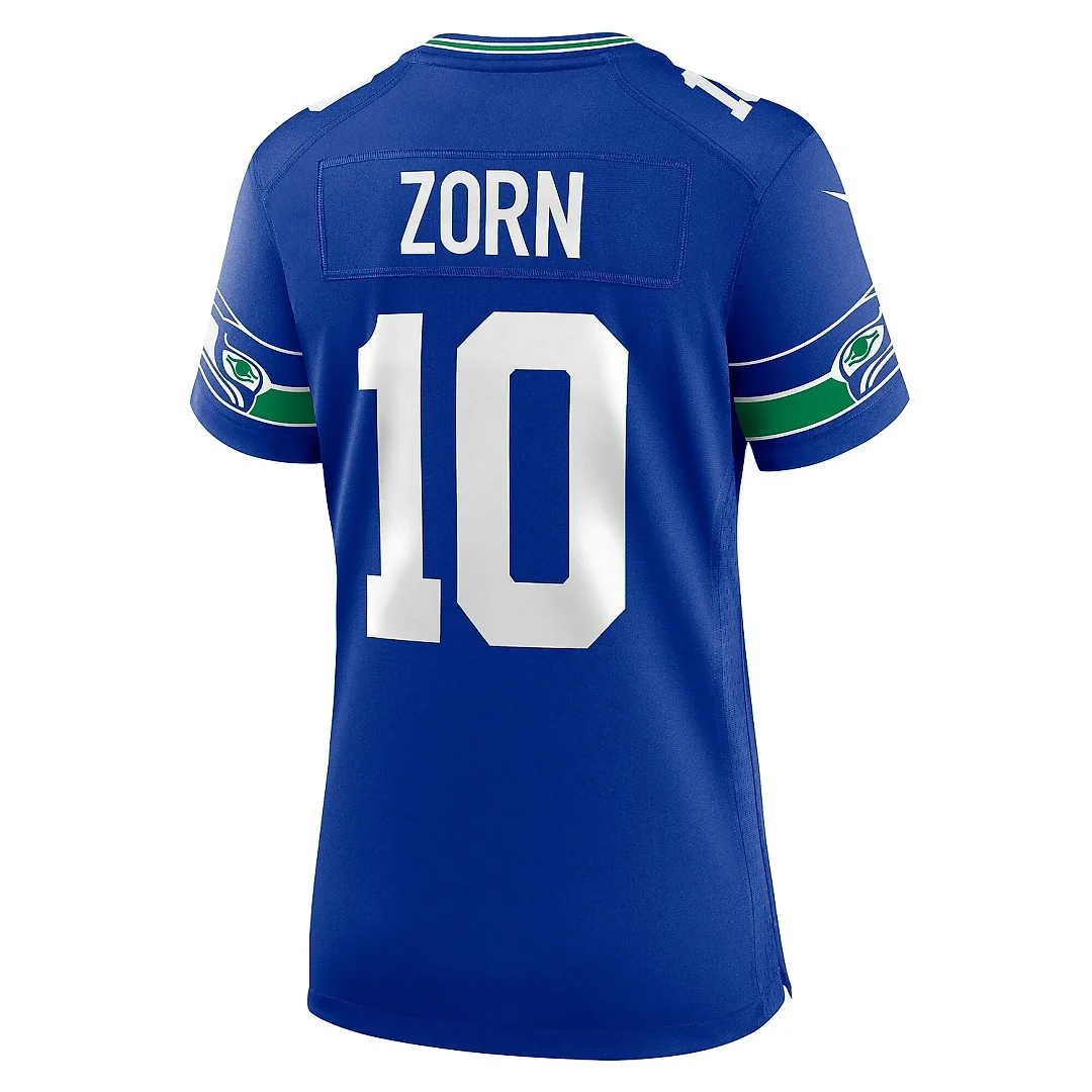Zennovawear Women's Seattle Seahawks Jim Zorn Royal Throwback Retired Player Game Jersey