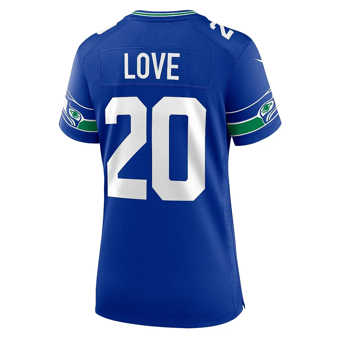 Zennovawear Women's Seattle Seahawks Julian Love Royal Throwback Player Game Jersey