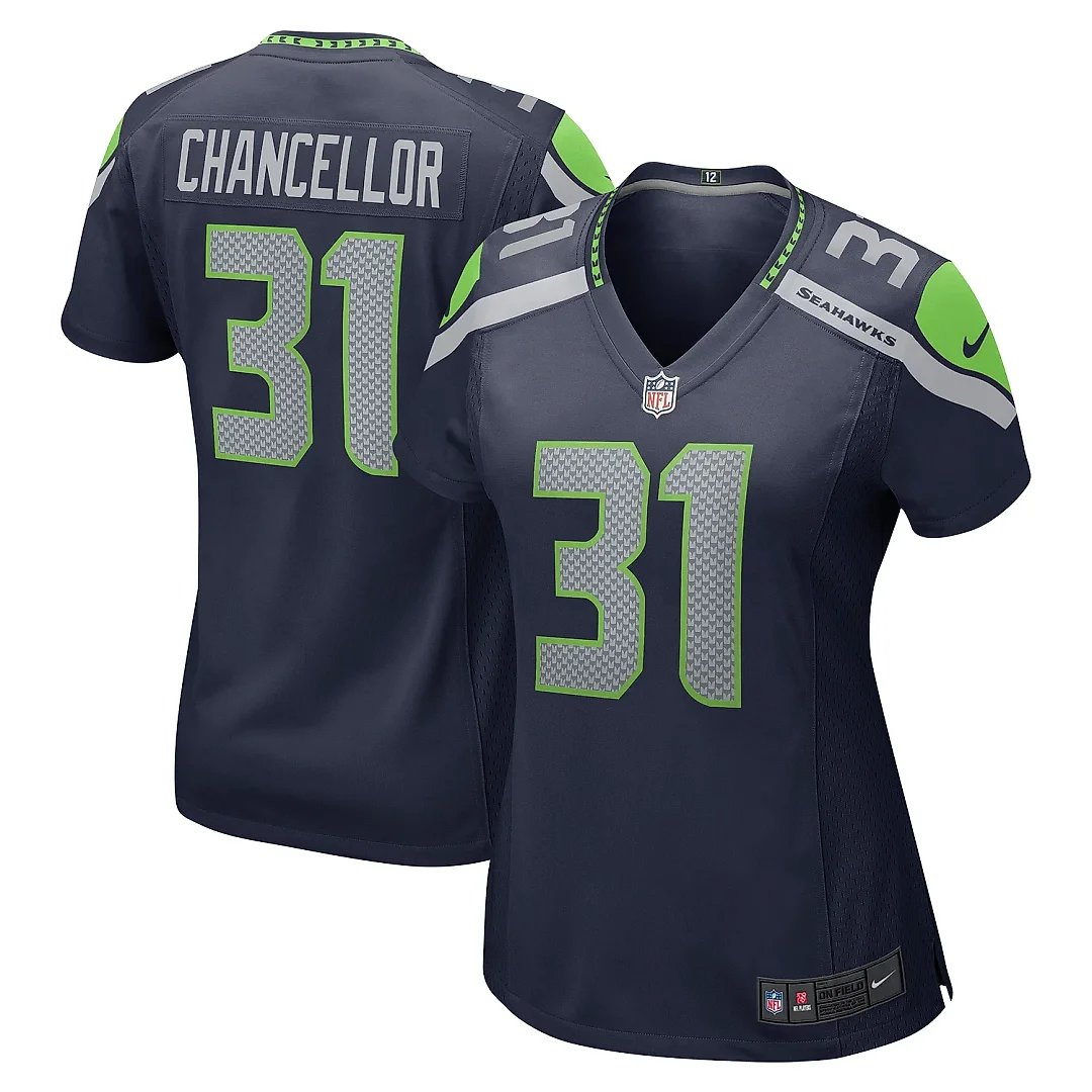 Zennovawear Women's Seattle Seahawks Kam Chancellor College Navy Retired Player Game Jersey