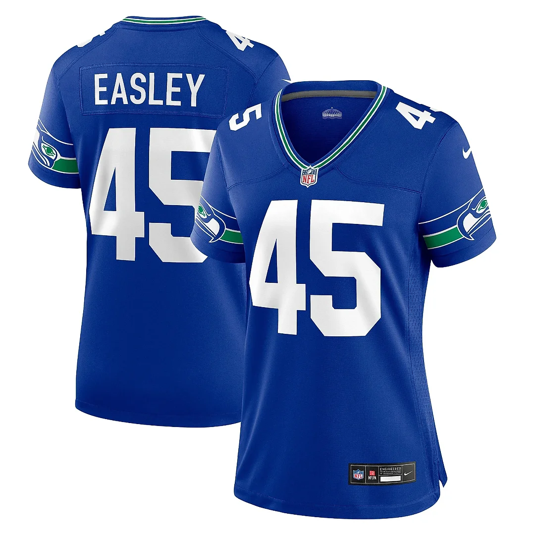 Zennovawear Women's Seattle Seahawks Kenny Easley Royal Throwback Retired Player Game Jersey