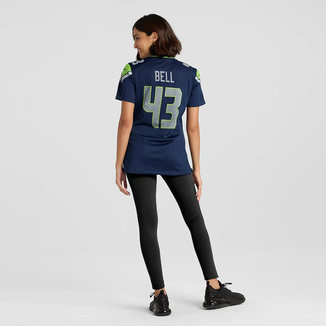 Zennovawear Women's Seattle Seahawks Levi Bell College Navy Team Game Jersey