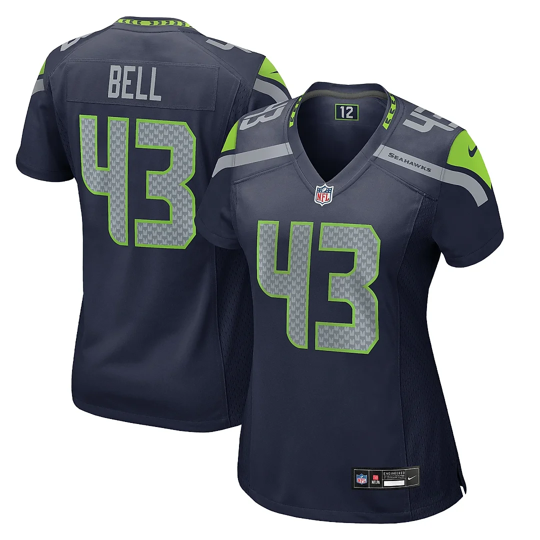 Zennovawear Women's Seattle Seahawks Levi Bell College Navy Team Game Jersey