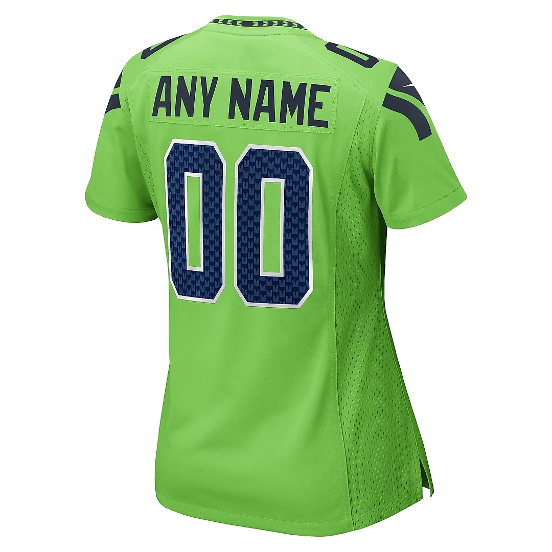 Zennovawear Women's Seattle Seahawks Neon Green Alternate Custom Game Jersey